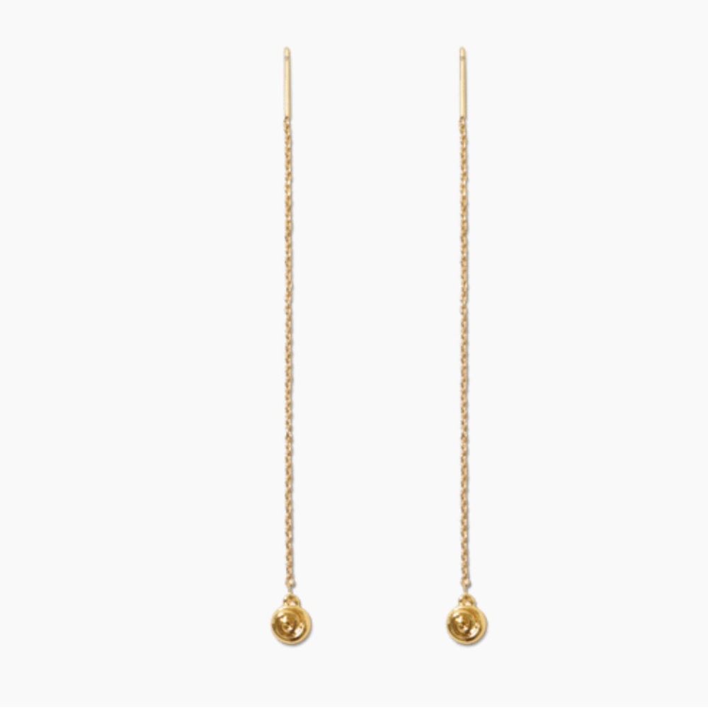 Gold Shell Coil Threader Earrings - Picture 7 of 7